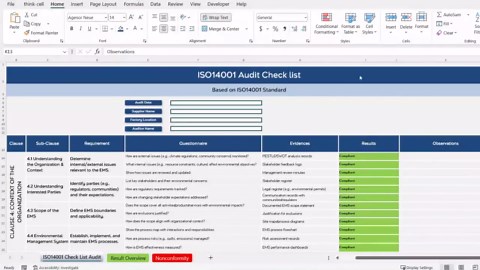 ISO 14001 Audit Checklist Pro | Environmental Compliance Tool | Editable EMS Excel Template - Etsy