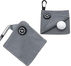 Small Magnetic Golf Towel, Microfiber Waffle Design with Clip - Industrial Strength Magnet for Golf Bags, Carts Clubs