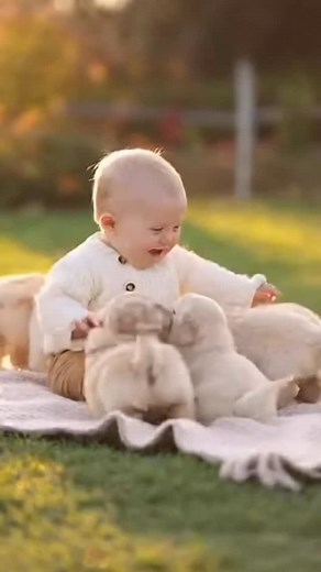 20K views · 865 reactions | This Baby’s Joy Playing with Puppies Is Everything!  #babyanddog #babiesandpets #funnybabies #dogvideos #babylaugh #adorablemoments #petsandbabies #cuteanimals #heartwarming #cutenessoverload #familyfriendly #cutebaby #cutebabies #cute #funny #dog #puppy #puppiesoftiktok #baby #dog | Baby & Pets | Facebook