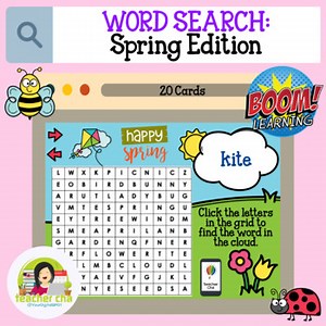 Word Search: Spring Edition (BOOM Cards™ for Teletherapy and Distance Learning)