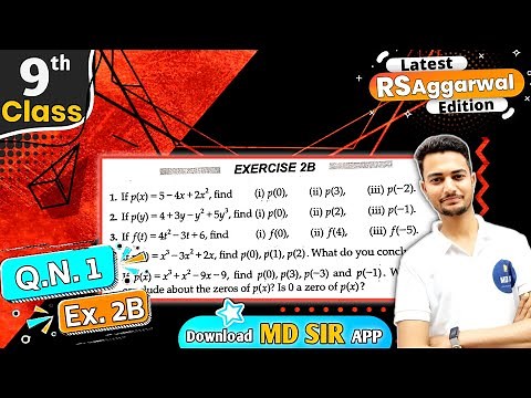 Rs Aggarwal Class 9 | Exercise 2B Question number 1 | Chapter 2 Polynomials | Md Sir Class 9