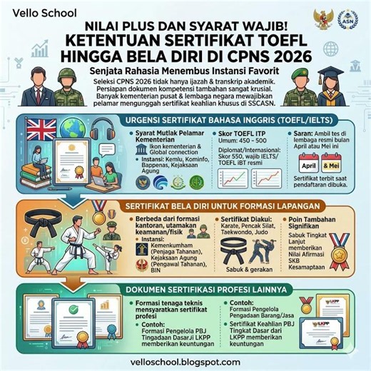 Nilai Plus dan Syarat Wajib! Ketentuan Sertifikat TOEFL hingga Bela Diri di CPNS 2026