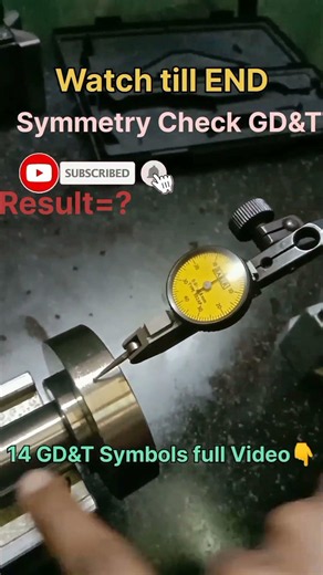 GD&T Symmetry Check in CNC Inspection 🔥 Result 0.02mm | Dial Gauge Measurementg#engineering #cncvmc