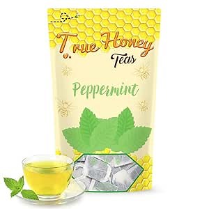 True Honey Peppermint Tea Bags - Honey Crystals Blended in Every Sachet - Healthy Digestion Nutriment - All Natural Organic Herbal Caffeine Free Tea Bag 24 Count…