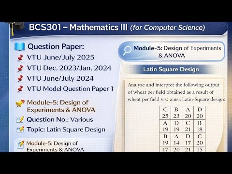 Latin Square Design – Repeated VTU Exam Question | BCS301 Mathematics III | Module 5