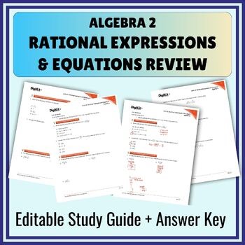 Rational Expressions & Equations Study Guide Worksheet 10th-12th Grade Algebra 2