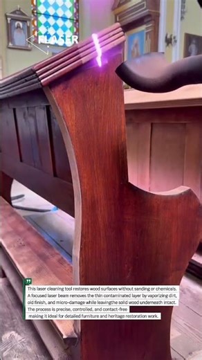 Laser Wood Cleaning Technology in Action | Precision Restoration #Laser #Restoration #Woodwork