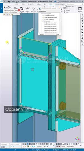Tekla Structures 2025. Editing a custom component. #steel