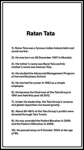 Ratan Tata || 10 Lines On Ratan Tata
