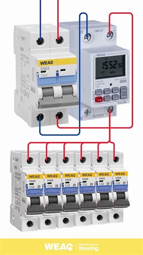 One Time Switch Controls Six MCBs: Smart Power Distribution.