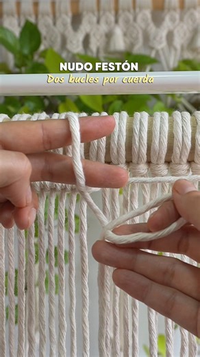Tip Macramero ⭐ Nudo Festón Fácil y Rápido 🙌🏼 #macrame #tutorial #macrametutorial