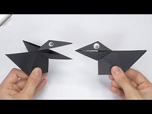 Moving paper crow | Origami paper toy antistress | Talking crow