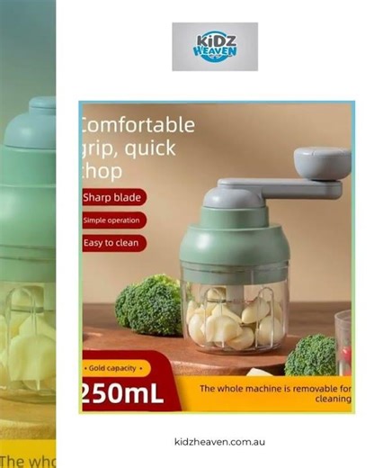 Manual Mini Garlic Chopper & Food Processor 250ml Portable Hand-Crank Mincer for Garlic, Meat, an...