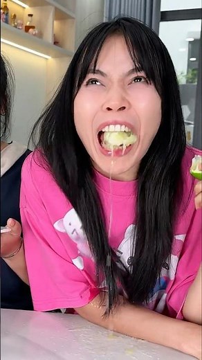 Super sour lemon eating joke 🍋‍🟩🍋 #funny #shorts