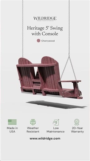 Heritage Two Seat Swing in Cherrywood | All-Weather Porch Swing | Wildridge