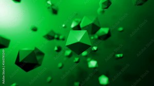 3d polygons rotating in space. Design. Chaotic orbits of rotation of polygonal figures. Molecular rotating polygons in virtual space