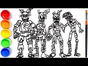 How to draw Five Night's at Freddy's Nightmare Animatronics Characters | FNAF
