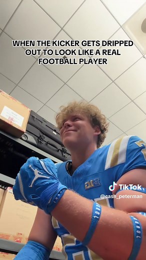 Real Football Player Kicker Gets Game Day Ready