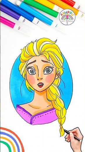 Elsa FROZEN | Surprised Elsa FROZEN Easy Drawing Tutorial 🌈👸🏼 #disney #FROZEN #elsa #shorts