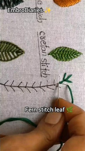 Fern stitch leaf 🌿 Embroidery For Beginners