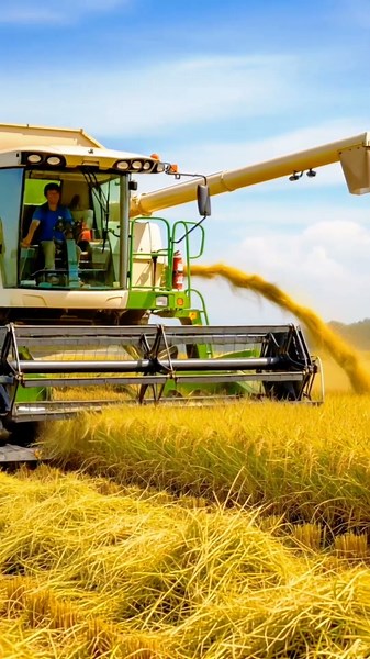 Modern Rice Harvesting Machine Big Paddy Cutting Machine in Action #shorts