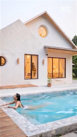 Beautiful Small House Design | White Minimalist Home with Pool