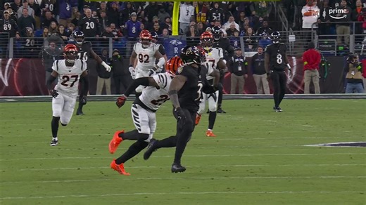 Lamar Jackson's deep incompletion to OBJ travels over 50 yards in air