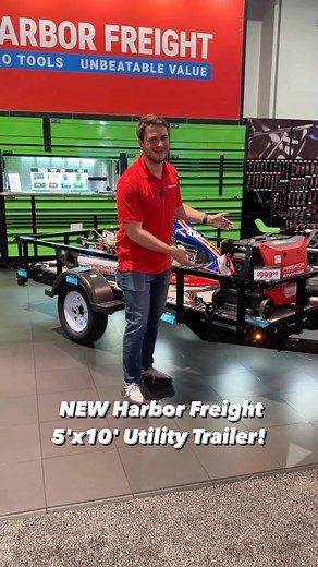 Harbor Freight on Instagram: "We’re LIVE from @semashow all week unveiling upcoming products…here is the NEW Harbor Freight 5’x10’ Utility Trailer! Hitting stores Summer 2024. #HarborFreight #SEMA"