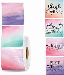 2''×2'' Square Thermal Sticker Labels, Self-Adhesive 2 Inch Direct Thermal Labels, Multi-Purpose Sticker for DIY Logo Design,Name Tag,QR Code, 500 Labels/1 Roll, Nebula