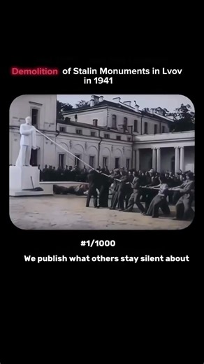 The demolition of Stalin monuments in Lviv in 1941 #history #soviethistory