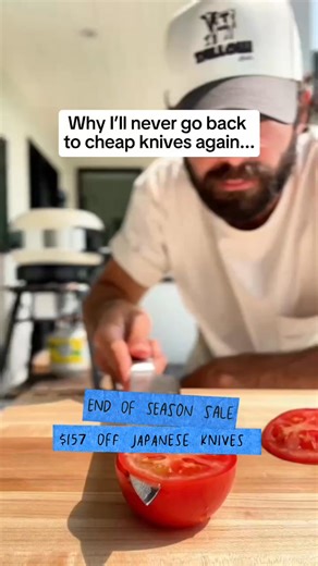 The right knife changes everything. Our Japanese Knives (that are actually made in Seki, Japan) are trusted by top chefs worldwide. Designed for durability, balance, and razor-sharp precision, they bring professional craftsmanship to your home. During our End of Season Sale, this Knife Set with Knife Block is $157 off (25% savings). | Made In Cookware