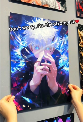 the strongest sorcerer in my room 🤞🔥 #satorugojo #jujutsukaisen #animeart #metalposter #fyp