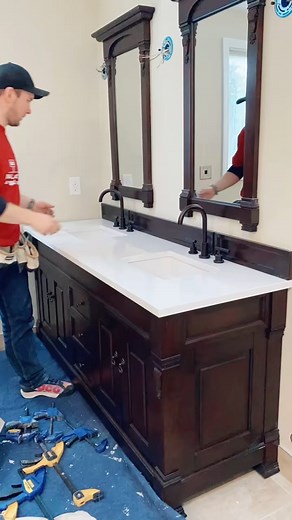 How to glue down a backsplash. #NHLFaceOff #howto #tutorial #diy #YouShouldKnow | Winnidesigns