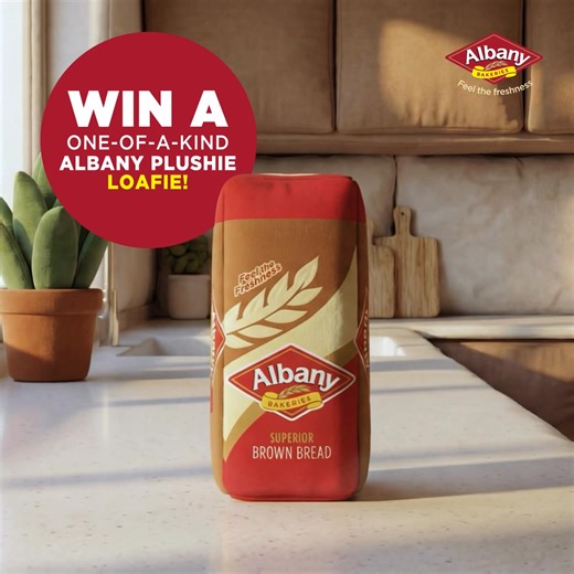 Meet the Albany Loafie! So soft, so fresh ￼ Buy Albany Bread today and stand to win 1 of 500 limited-edition plushies. Plus, find 1 of 3 Golden Loafies to score a R50K bursary! How to enter: Buy Albany Bread Enter via USSD *120*3939# & follow the prompts #AlbanyLoafie | Love Albany Bread