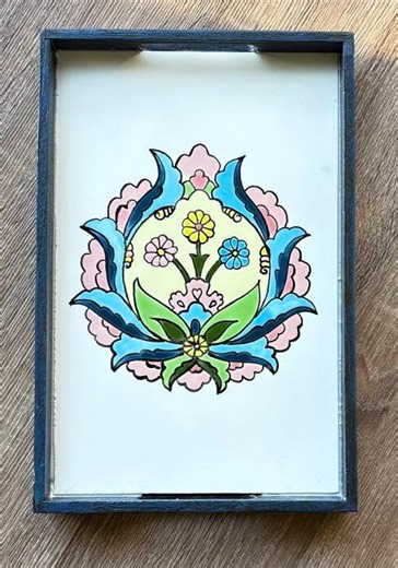Tray With Ceramic Tile, Painted Ceramic Tray, Rustic Serving Tray, Handmade Ceramic Tray, Persian Design Tile Tray, Mother’s Day Gift - Etsy