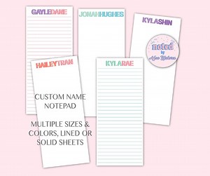 Modern Personalized Notepad, Colorful Name Notepad, Personalized Custom Note Pad, First and Last Name Notepad, Custom Name to Do List - Etsy