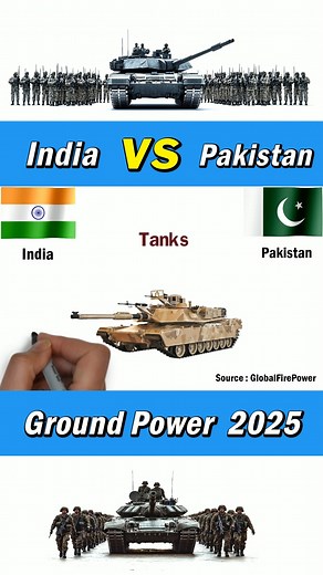 1.2M views · 8.7K reactions | India vs Pakistan Land Power 2025 #India #Pakistan #military | Defence Learning | Facebook