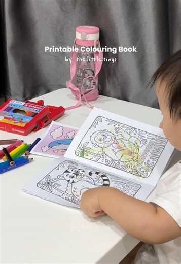 Jada loves colouring a lot now so this printable colouring book by The Little Tings I bought on Shopee is the best 😍 Copy code and paste to search up on these cute prints! 🖇️ AEG-WSR-JYM Happy colouring 🖍️👶🏻 #colouring #babyactivities #toddlermom #toddlerlife #colouringbook