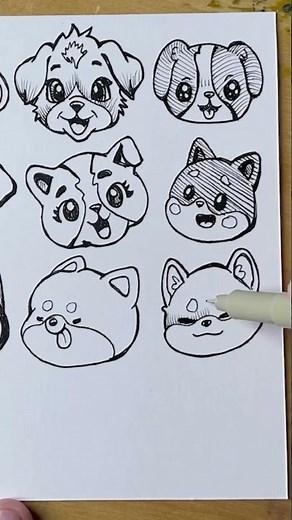 How to draw Anime Dogs Faces 5 #art #drawing #ink #dog #sketch #drawingtutorial #artist #cute