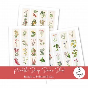 Flowers Printable Stamp Stickers - Instant Download - CS14 - Etsy Australia
