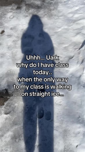 Walking to Campus on Icy Roads at UARK