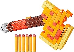 NERF Minecraft Firebrand Dart Blaster Axe with 6 Nerf Darts and Dart Storage, Interactive Toy for Fans of Video Game, Cool Children from 8 Years