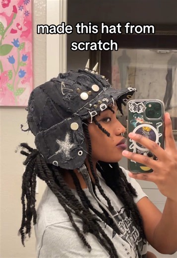 made another hat from scratch using denim scraps from one of my friends :P #altpoc #punkdiy #punkfashion