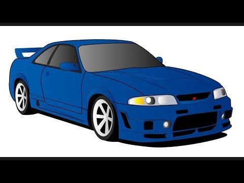 How to draw a NISSAN SKYLINE GT-R R33 / drawing nissan gtr step by step easy