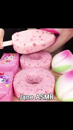 Satisfying Pink Chocolate Ice Cream ASMR Eating Food