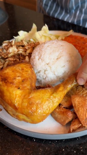 Spicy ayam gepuk with crispy chicken and sambal