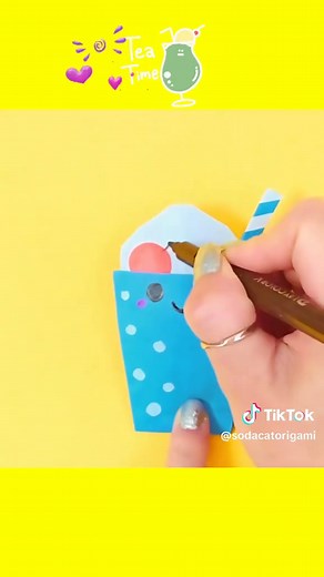 折り紙1枚で簡単〜💙クリームソーダスクイーズ❗#折り紙 #スクイーズ #クリームソーダ