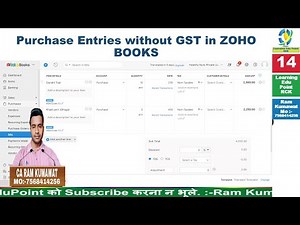 14 Purchase Entries with GST in ZOHO BOOKS ZOHO learn tutorial