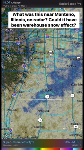 What was this near Manteno, Illinois, on radar? Could it have been warehouse snow effect? | Chicago & Midwest Storm Chasers