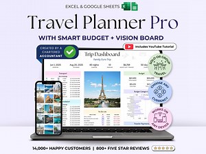 Travel Planner Excel Spreadsheet Digital Holiday Plan Trip Itinerary Template Google Sheets Packing List Vacation Planner Travel Budget - Etsy Australia